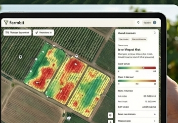 Handheld tablet showing Farmbit zone ranking in the field